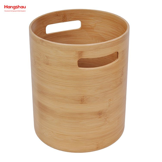 Bamboo Open-Top Round Trash Can Outdoor, Home, Office, Bathroom, Kitchen Waste Bin