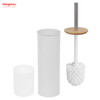 Iron Round Bamboo-Handled Toilet Brush Home Bathroom Toilet Brush