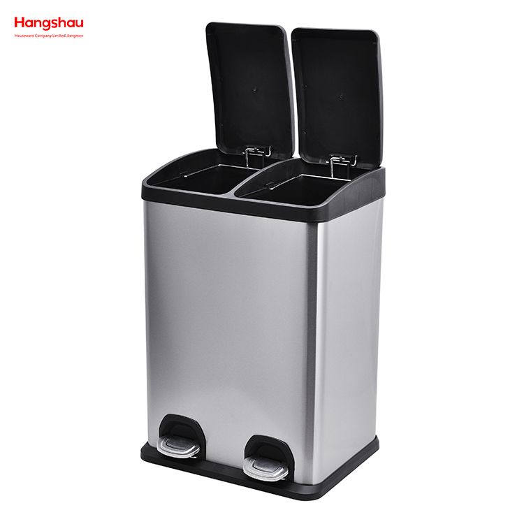 40L Kitchen Garbage Classification Waste Cafeteria Sorting Garbage Bins Outdoor Stainless Steel Environment protection Classification Trash Can
