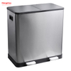 60L Sealing And Odor Prevention Environment protection Classification Trash Can Kitchen Garbage Classification Waste Cafeteria Sorting Garbage Bins Stainless Steel