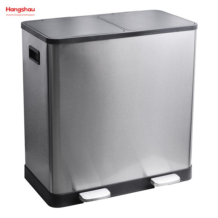 60L Sealing And Odor Prevention Environment protection Classification Trash Can Kitchen Garbage Classification Waste Cafeteria Sorting Garbage Bins Stainless Steel