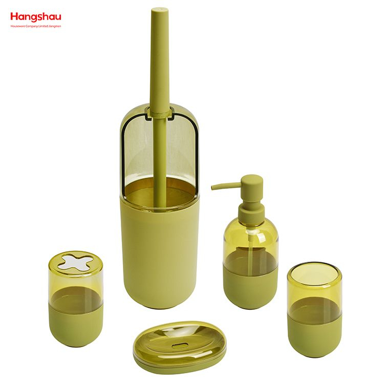 Bathroom Plastic Trash Can Toilet Brush Accessories Luxury Set Plastic Bathroom Lotion Bottle Dispenser Foam Pump Soap Bottle Complete 