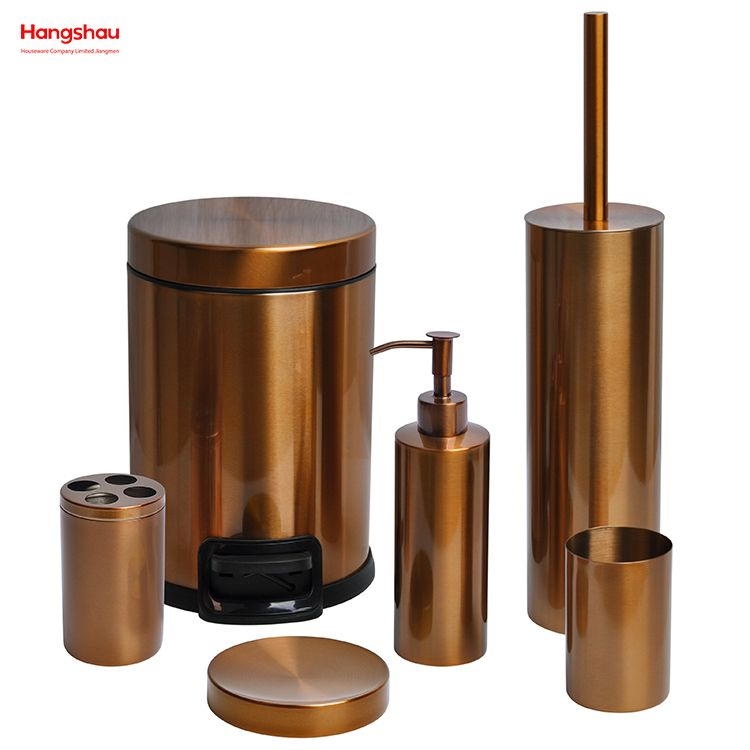Luxury Family Soap Dispenser Toothbrush Holder Tumbler Soap Dish Toiletbrush Holder Ceramic Bathroom Accessories Luxury Set Stainless Steel Brushed And Bronze Lacquer Spraying