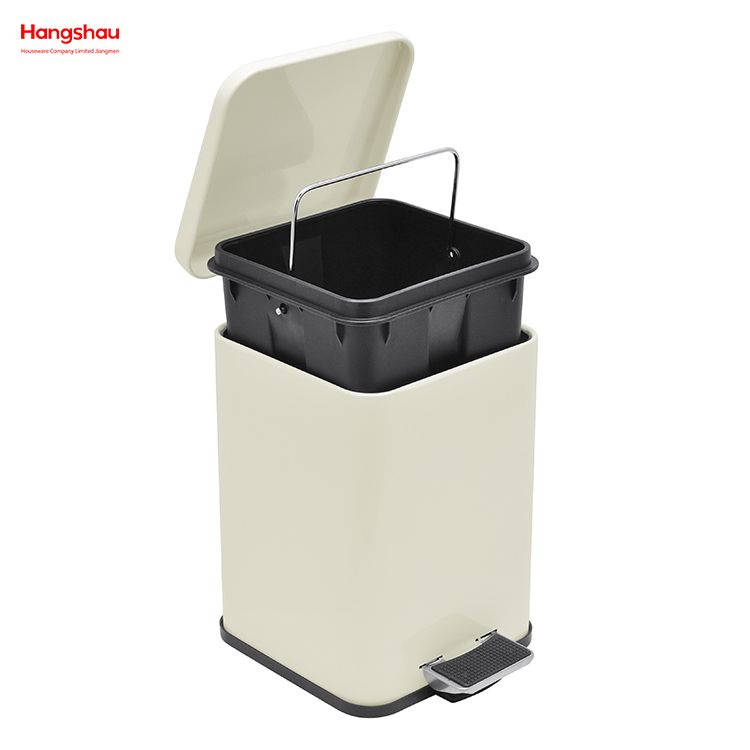 5L Square Bathroom Trash Can Morden Style Dustbin Garbage Can Waste Bin Dust Bins For Indoor Trash Can Metal Powder Coating Household Pedal 