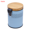 5L Powder Coating Household Pedal Waste Bin Bamboo Dust Bins For Indoor Trash Can Bathroom Trash Can Metal Morden Style Dustbin Garbage Can Bamboo Lid