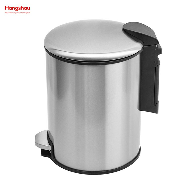 8L Household Bathroom Inner Bucket Trash Bin with Step Pedal Office And Kitchen Use Waste Bins Genre Dustbin Garbage Can Stainless Steel Round Pedal Bin with Soft Close Device 