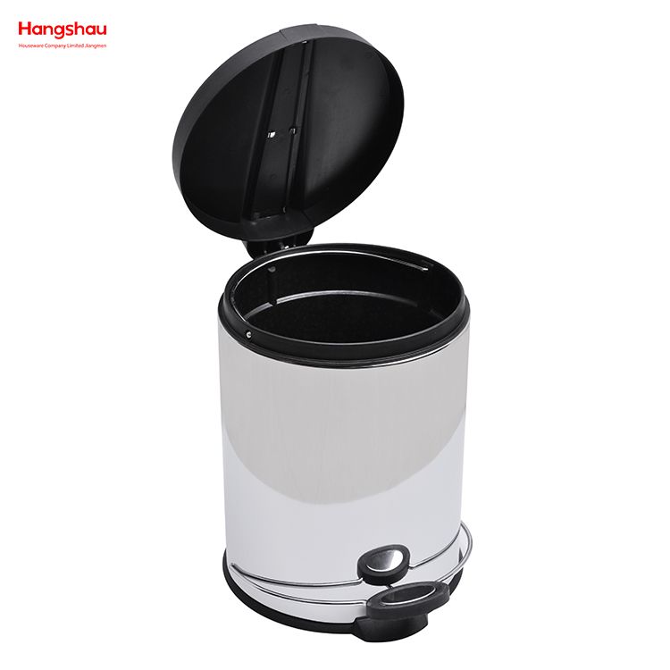 5L Polish Kitchen Waste Bins Bathroom Household Stainless Steel Trash Can Mirror Reflection Polishing Round Pedal Bin 