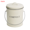 5L Wholesale Indoor Home Kitchen Galvanized Metal Round Food Compostable Container Compost Waste Bin With Handle
