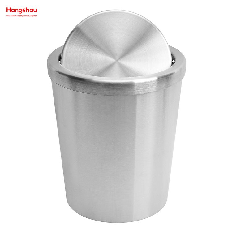 5L Hotel Room Round Swing Lid Metal Trash Bin Waste Bin Dustbin Steel Recycle Bin Metal Trash Can With Cover Lid
