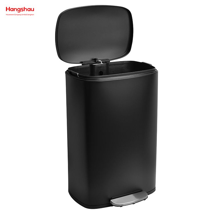 50L Office Lobby Stainless Steel For Kitchen Waste Bin Trash Can Garbage Trash Bin Hotels Cafeteria Custom Colorful Rectangular Foot Pedal Dustbin Large Capacity 