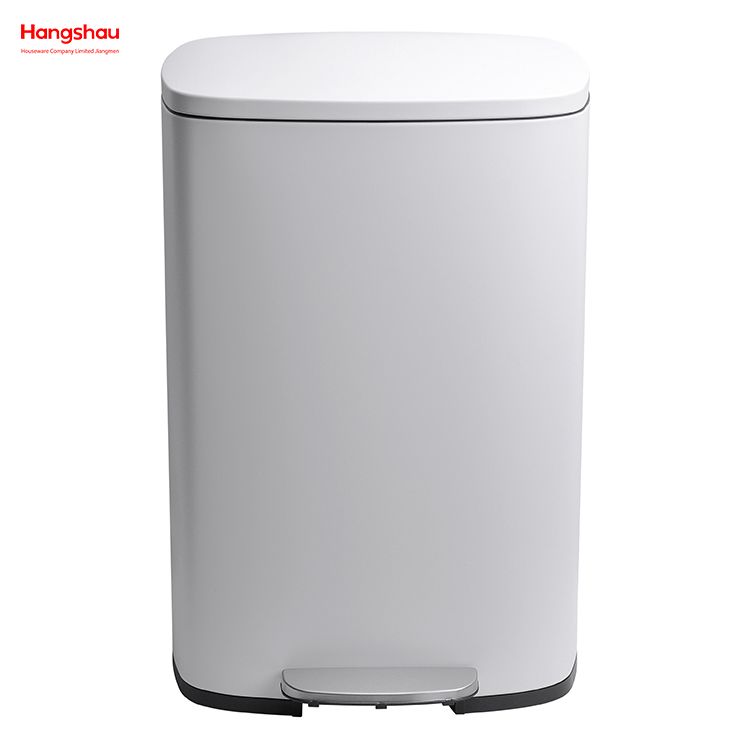 50L Hotels Cafeteria Custom Colorful Rectangular Foot Pedal Dustbin Large Capacity Office Lobby Stainless Steel Garbage Trash Bin For Kitchen Waste Trash Can 