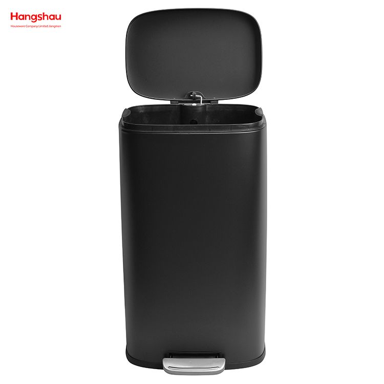 30L Lobby Stainless Steel Garbage Trash Bin For Kitchen Waste Office Trash Can Hotels Cafeteria Custom Colorful Rectangular Silent Closing Foot Pedal Dustbin 