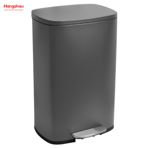 50L Large Capacity Lobby Stainless Steel Garbage Trash Bin For Kitchen Waste Office Trash Can Hotels Cafeteria Custom Colorful Rectangular Foot Pedal Dustbin 
