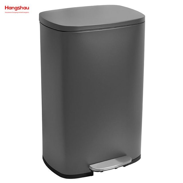 50L Large Capacity Lobby Stainless Steel Garbage Trash Bin For Kitchen Waste Office Trash Can Hotels Cafeteria Custom Colorful Rectangular Foot Pedal Dustbin 