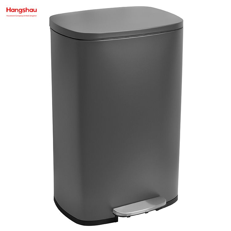50L Large Capacity Lobby Stainless Steel Garbage Trash Bin For Kitchen Waste Office Trash Can Hotels Cafeteria Custom Colorful Rectangular Foot Pedal Dustbin 