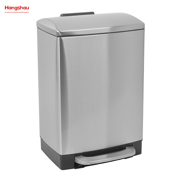 Stainless Steel Quadrate Shaped Dustbin 12l Step Bin Indoor Kitchen Using Waste Bin Outdoor Rubbish Bin With Soft Closing