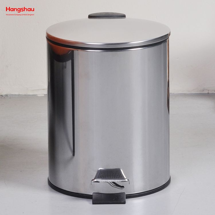 5L Bathroom Kitchen Hotel Office Stainless Steel Trash Can Round Shape Pedal Waste Bins