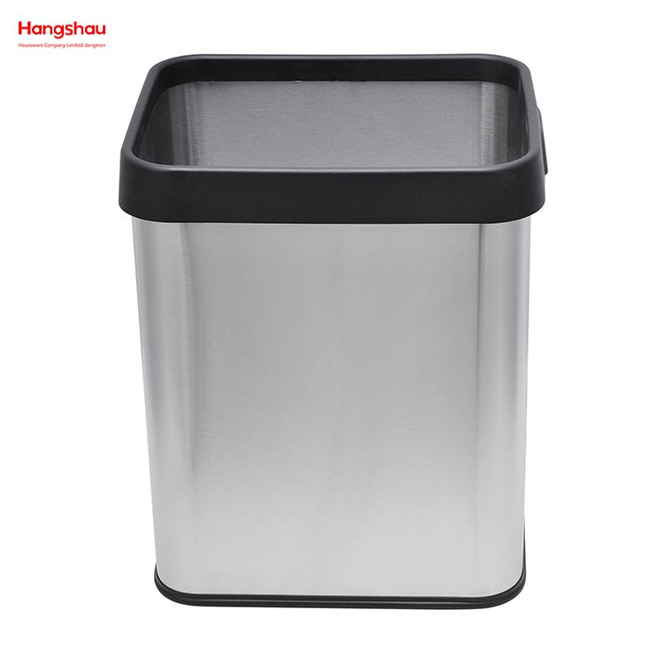 26L Stainless Steel Square Bin Open Top Dustbin Household Kitchen Bar Opening Simple Trash Bin without Lid Garbage Bin 