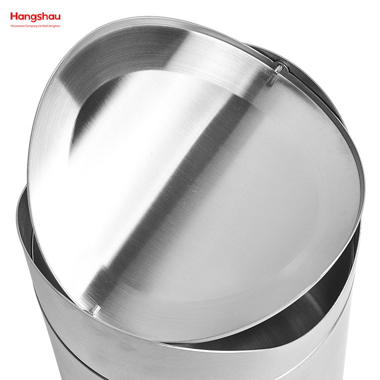 3.5L stainless steel round push bin Swing Lid Waste Bin Hotel Room Metal Trash Bin Waste Bin Dustbin Steel Recycle Bin Metal Trash Can With Cover Lid