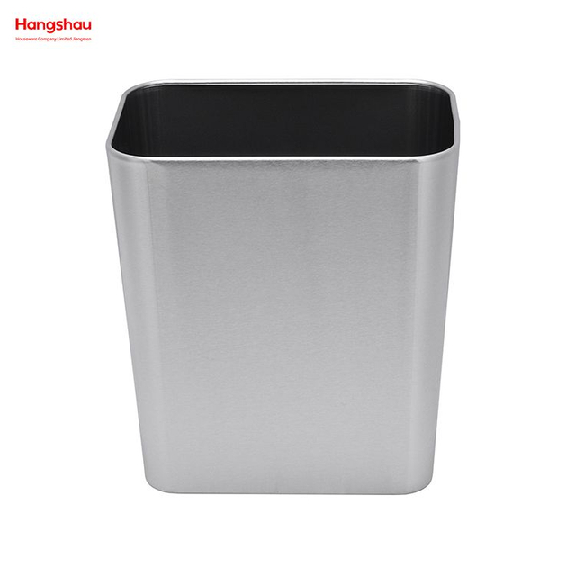 6L Stainless Steel Square Bin Household Kitchen Bar Opening Simple Trash Bin without Lid Garbage Bin Open Top Dustbin 