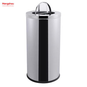 90L Cafeteria Garbage Bins Stainless Steel Swing Lid Garbage Can Trash Can Stainless Steel Round Swing Lid Push Bin(with Inner Bucket) Outdoors Community Street Roadside 