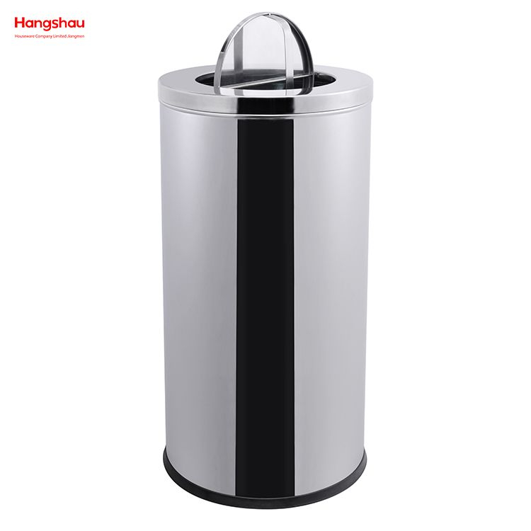 90L Cafeteria Garbage Bins Stainless Steel Swing Lid Garbage Can Trash Can Stainless Steel Round Swing Lid Push Bin(with Inner Bucket) Outdoors Community Street Roadside 