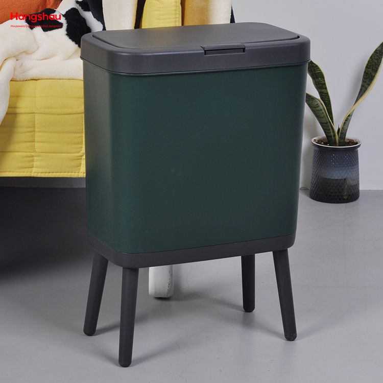 15L New Style Household High Bin With Stand Large Capacity Kitchen And Toilet Trash Can With Lid And No Need To Bend Over