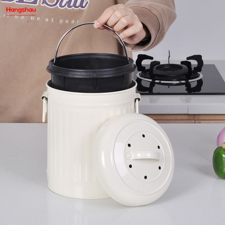 Stainless Steel Kitchen Compost Bin Countertop Table Garbage Container Odor-free Compost Bin