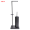 Graphite Lacquer Spraying Free Standing Stainless Steel Toilet Brush And Paper Holder Standing Grey Brushed And Anti-fingerprint Lacquer Spraying Metal Toilet Brush Holder 
