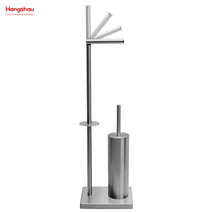 Brushed And Anti-fingerprint Lacquer Spraying Metal Toilet Brush Holder Lacquer Spraying Free Standing Stainless Steel Toilet Brush And Paper Holder Standing 