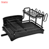 Black Kitchen Utensils Storage Aluminum Alloy Dish Rack over Sink Organizer Stand Dish Rack Cup Holder Double Deck Metal Drying Dish Tray Rack 