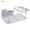Kitchen Double Deck Aluminum Stand Dish Rack Cup Holder Alloy Dish Rack over Sink Organizer Metal Drying Dish Tray Rack