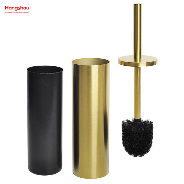 Luxury Golden Lacquer Spraying Household Bathroom Stainless Steel Toilet Brush Holder Matte Toilet Cleaning Brush Holder Commode Clean Brush Holder