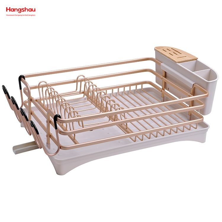 Kitchen Stand Dish Rack Countertop Dish Rack Cup Holder Aluminum Alloy Dish Rack over Sink Organizer Metal Drying Plastic Dish Tray Rack 