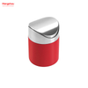 Table Top Waste Bin Metal Waste Bin With Push Lid Round Shape Desktop Dustbin