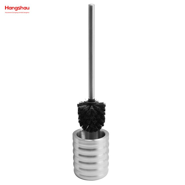 Stainless Steel Matte Bathroom Toilet Standing Metal Black Powder Coated Iron Toilet Brush with Holder Plastic Brush Cleaning Set