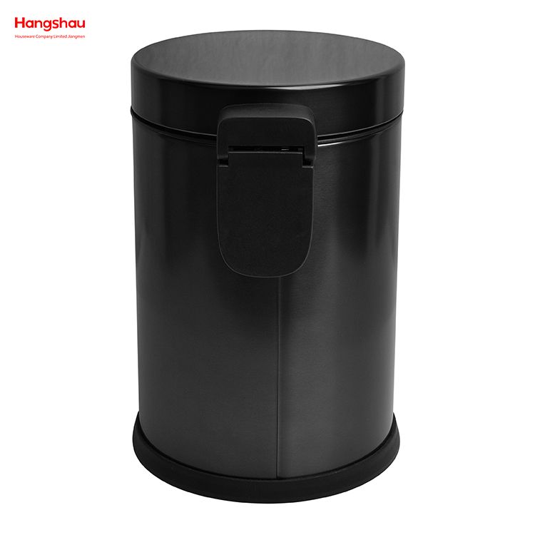 Brushed And Black Nickel Lacquer Spraying Household Bathroom Stainless Steel 3L Pedal Trash Bin With Cover Closing Slowly And Mutely Round Trash Bin Waste Bin Dustbin