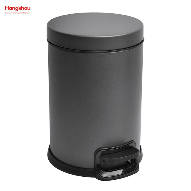 Brushed And Graphite Grey Lacquer Spraying Household Bathroom Stainless Steel 3L Pedal Trash Bin With Cover Closing Slowly And Mutely Round Trash Bin Waste Bin Dustbin
