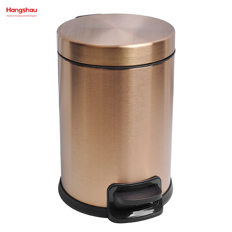 Rose Golden Household Bathroom Stainless Steel 3L Pedal Trash Bin With Cover Closing Slowly And Mutely Round Trash Bin Waste Bin Dustbin