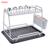 Dish Rack over Sink Organizer Double Deck Metal Drying Dish Tray Rack Stand Dish Rack Kitchen Utensils Storage Aluminum Alloy 