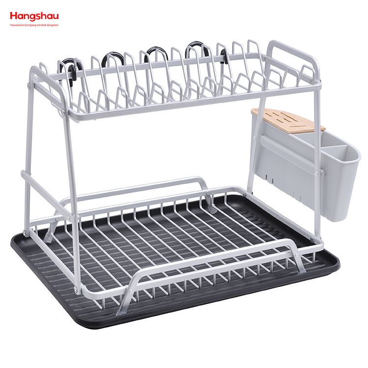 Dish Rack over Sink Organizer Double Deck Metal Drying Dish Tray Rack Stand Dish Rack Kitchen Utensils Storage Aluminum Alloy 