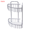 Bath Storage Rack Wall Shelf Mounted 2 Layer Aluminium Bathroom Corner Rack With Metal Shower Caddy
