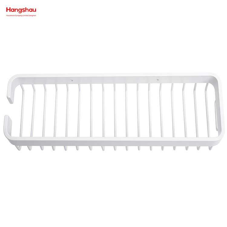 White Rectangular Shape Aluminium Bathroom Corner Rack With Metal Shower Caddy Bath Storage Rack Wall Shelf Wall Mounted Bracket