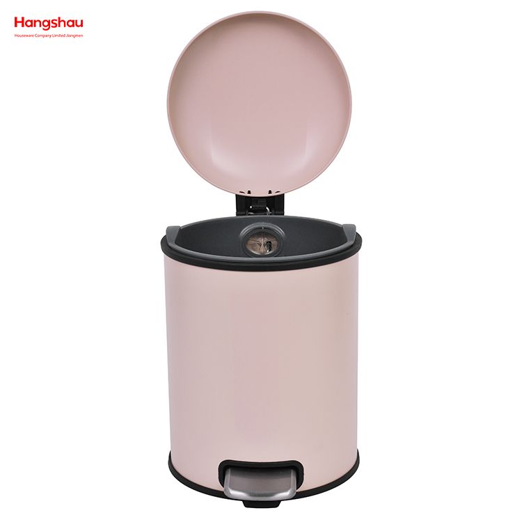 5L Galvanized Steel Round Garbage Trash Bin For Kitchen Waste Office Trash Can Colorful Silent Closing Foot Pedal Dustbin