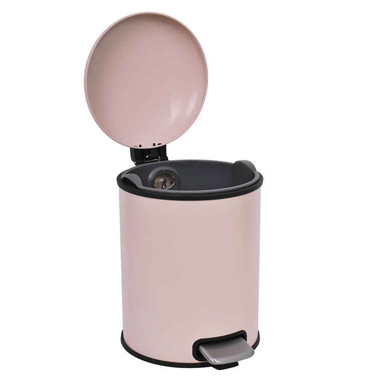 5L Galvanized Steel Round Garbage Trash Bin For Kitchen Waste Office Trash Can Colorful Silent Closing Foot Pedal Dustbin