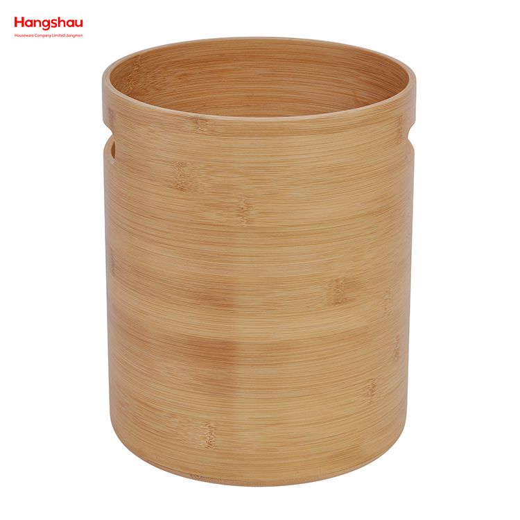 Bamboo Open-Top Round Trash Can Outdoor, Home, Office, Bathroom, Kitchen Waste Bin