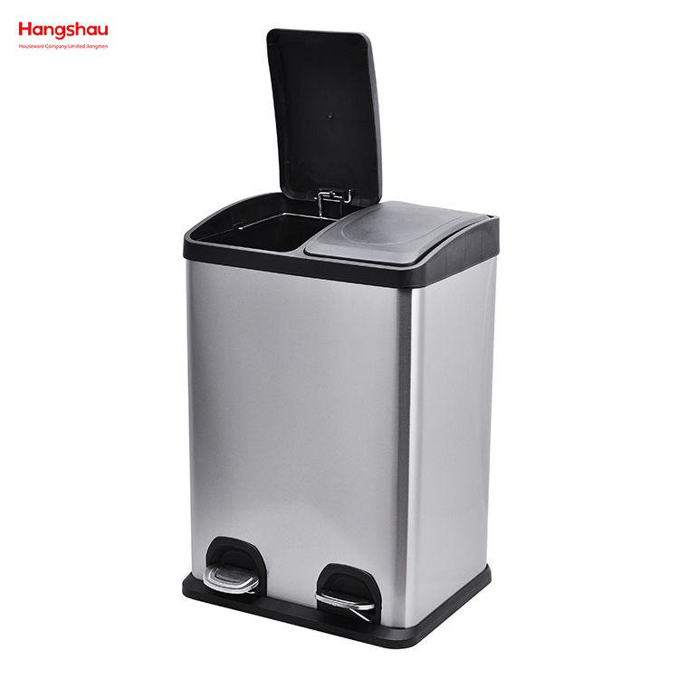 40L Kitchen Garbage Classification Waste Cafeteria Sorting Garbage Bins Outdoor Stainless Steel Environment protection Classification Trash Can