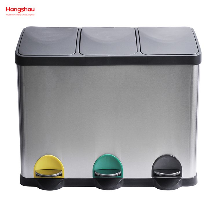45L Stainless Steel Environment protection Classification Trash Can Kitchen Garbage Classification Waste Cafeteria Sorting Garbage Bins Sealing And Odor Prevention
