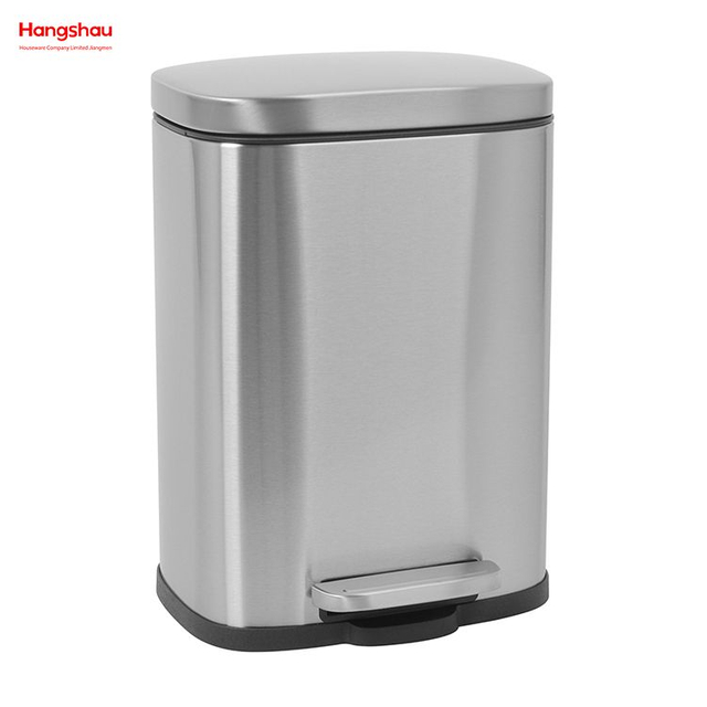 5L Basics Stainless Steel Rectangular Soft-close Garbage Bin Step Trash Can Pedal Bin