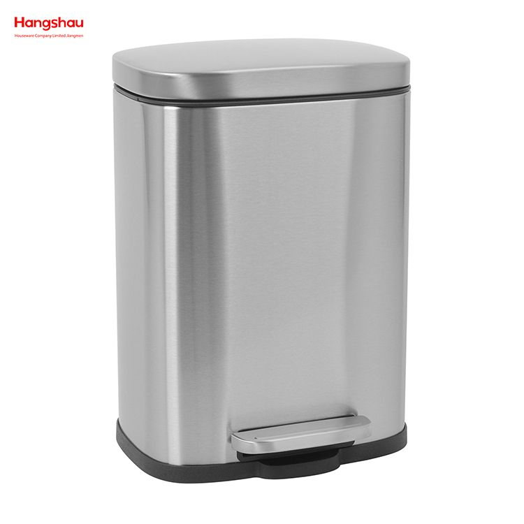 5L Basics Stainless Steel Rectangular Soft-close Garbage Bin Step Trash Can Pedal Bin